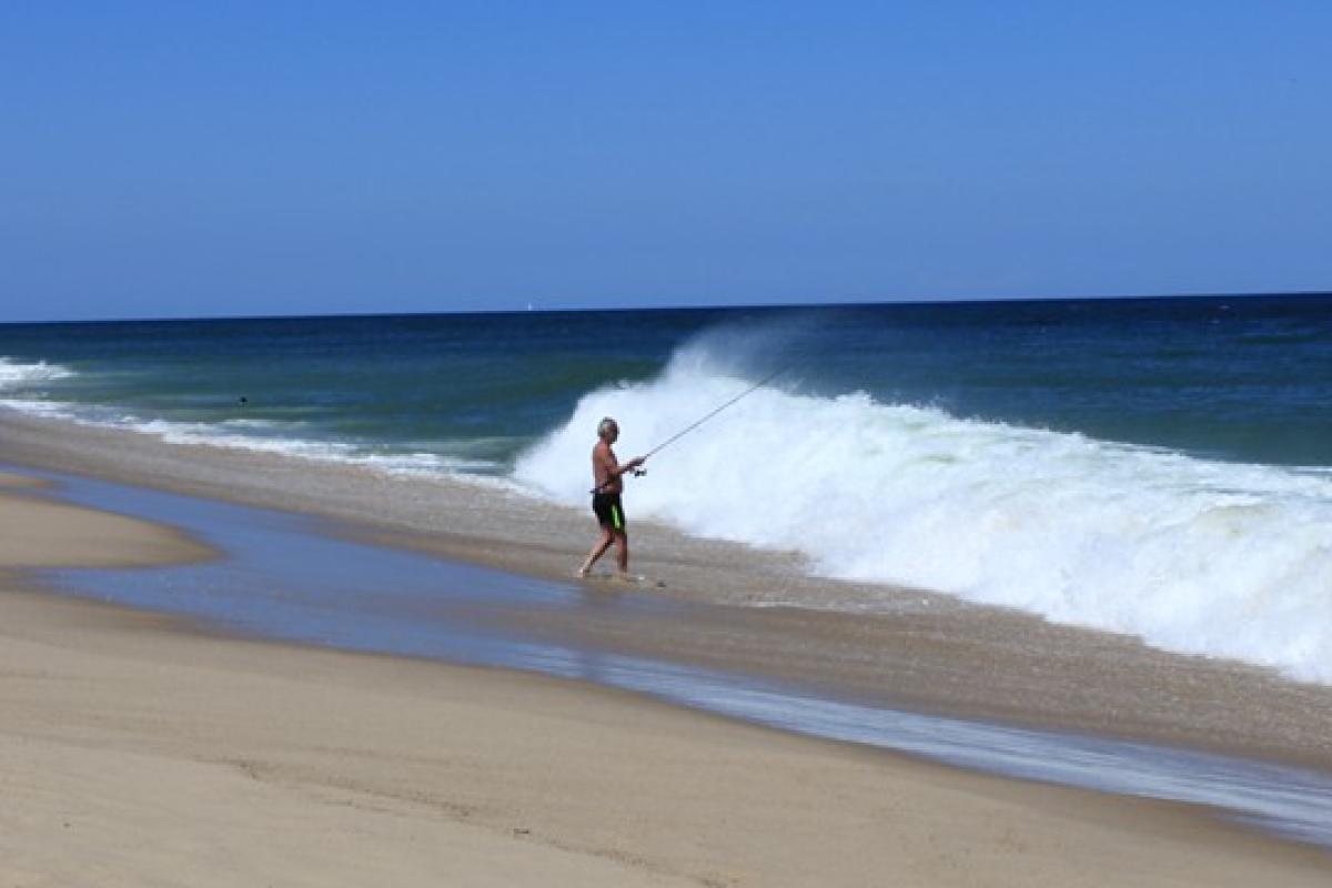 Man Fishing at Ballston Beach